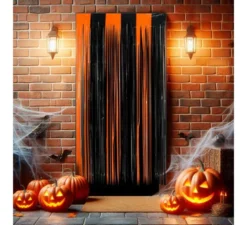 Tenda Halloween con frange nere e arancioni 1x2 m