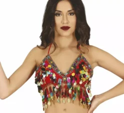 Top di danza del ventre rosso