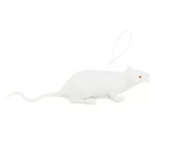Topo bianco con corda in plastica da 11 cm