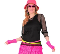 T-shirt a maniche lunghe in rete nera da donna