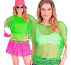 T-shirt da donna in rete verde neon