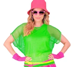 T-shirt da donna in rete verde neon