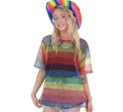 T-shirt in rete arcobaleno unisex per adulti