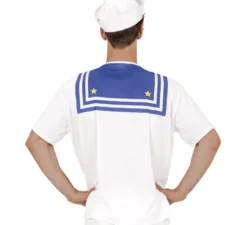 T-shirt marinaio bianca con ancora per uomo