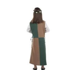 Tunica o costume medievale marrone e verde per ragazze
