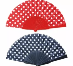 Ventaglio in Plastica 43 cm con Pois Bianchi in diversi colori