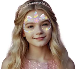 Viso di unicorno glitterato per ragazze