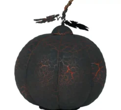 Zucca in metallo nero e arancione da 20 cm con luce