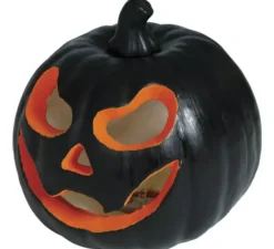Zucca in schiuma nera con luce 16 cm