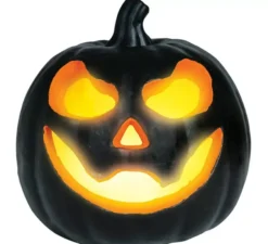 Zucca in schiuma nera con luce 16 cm
