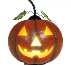 Zucca Metallizzata Arancione con Luce 16 cm