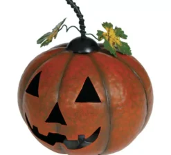 Zucca Metallizzata Arancione con Luce 16 cm